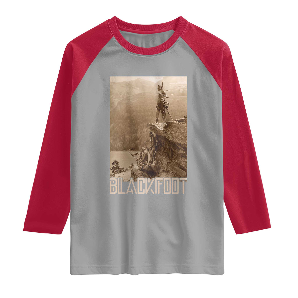 Blackfoot Native American Indians At Glacier National Park Raglan Shirt