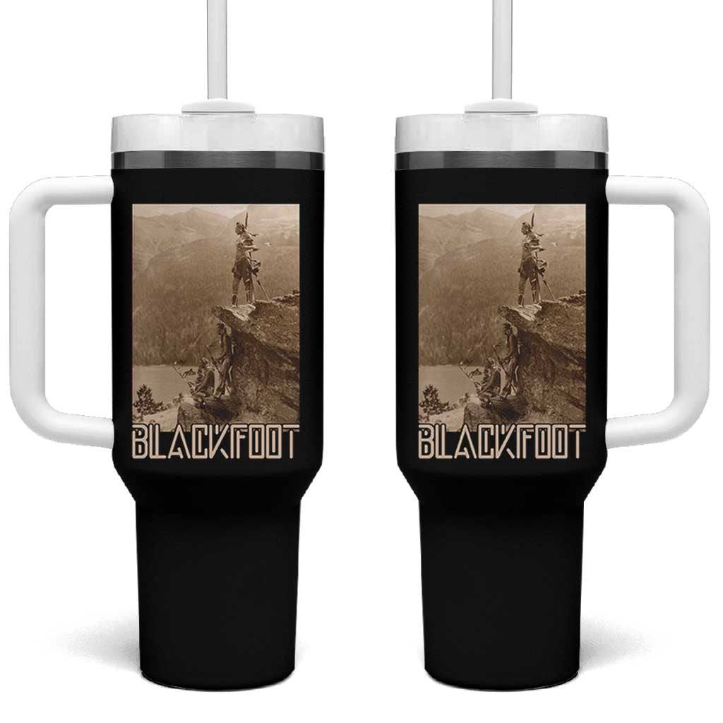 Blackfoot Native American Indians At Glacier National Park Tumbler With Handle