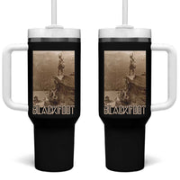 Blackfoot Native American Indians At Glacier National Park Tumbler With Handle