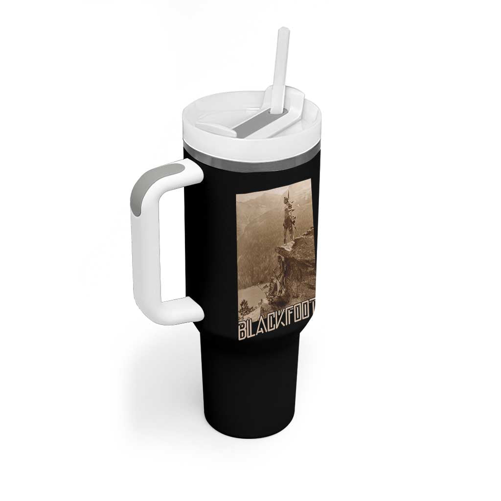 Blackfoot Native American Indians At Glacier National Park Tumbler With Handle