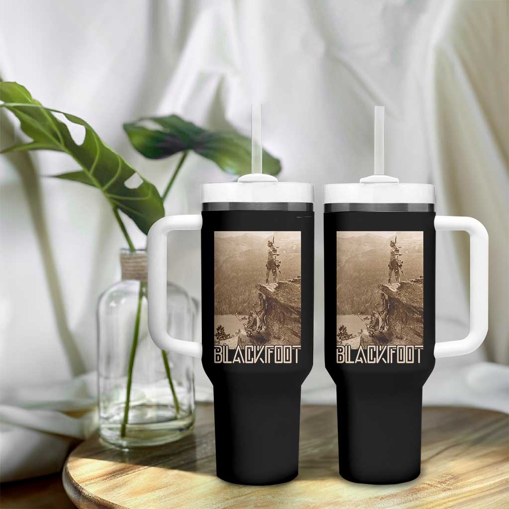 Blackfoot Native American Indians At Glacier National Park Tumbler With Handle