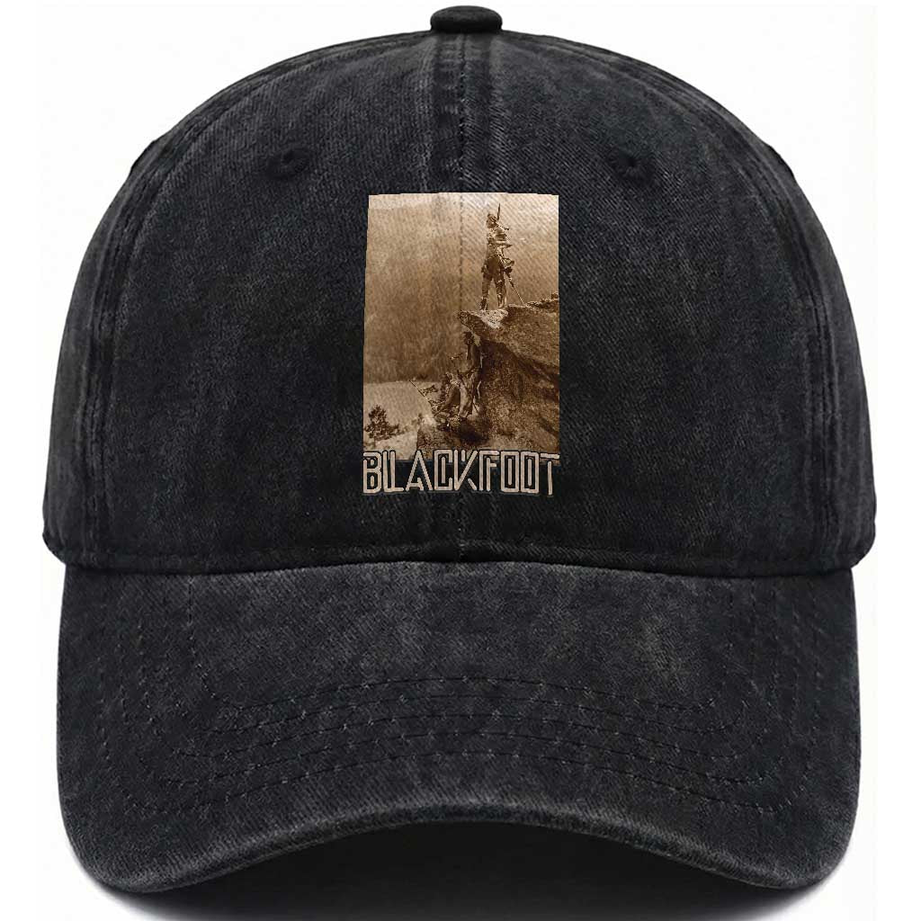 Blackfoot Native American Indians At Glacier National Park Washed Cotton Baseball Cap