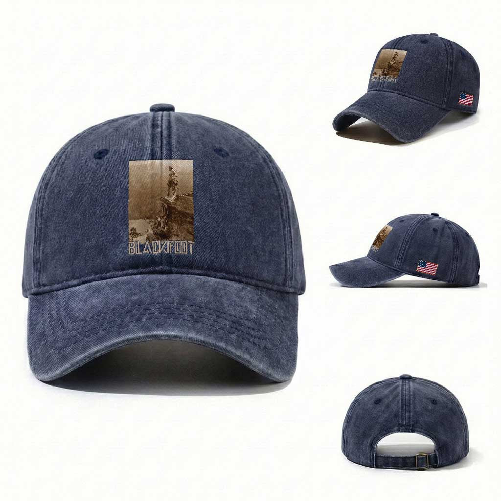 Blackfoot Native American Indians At Glacier National Park Washed Cotton Baseball Cap