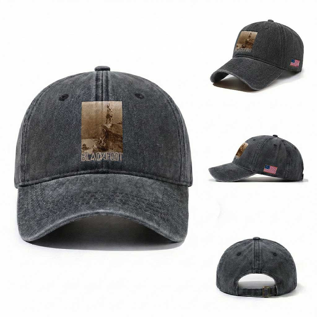 Blackfoot Native American Indians At Glacier National Park Washed Cotton Baseball Cap