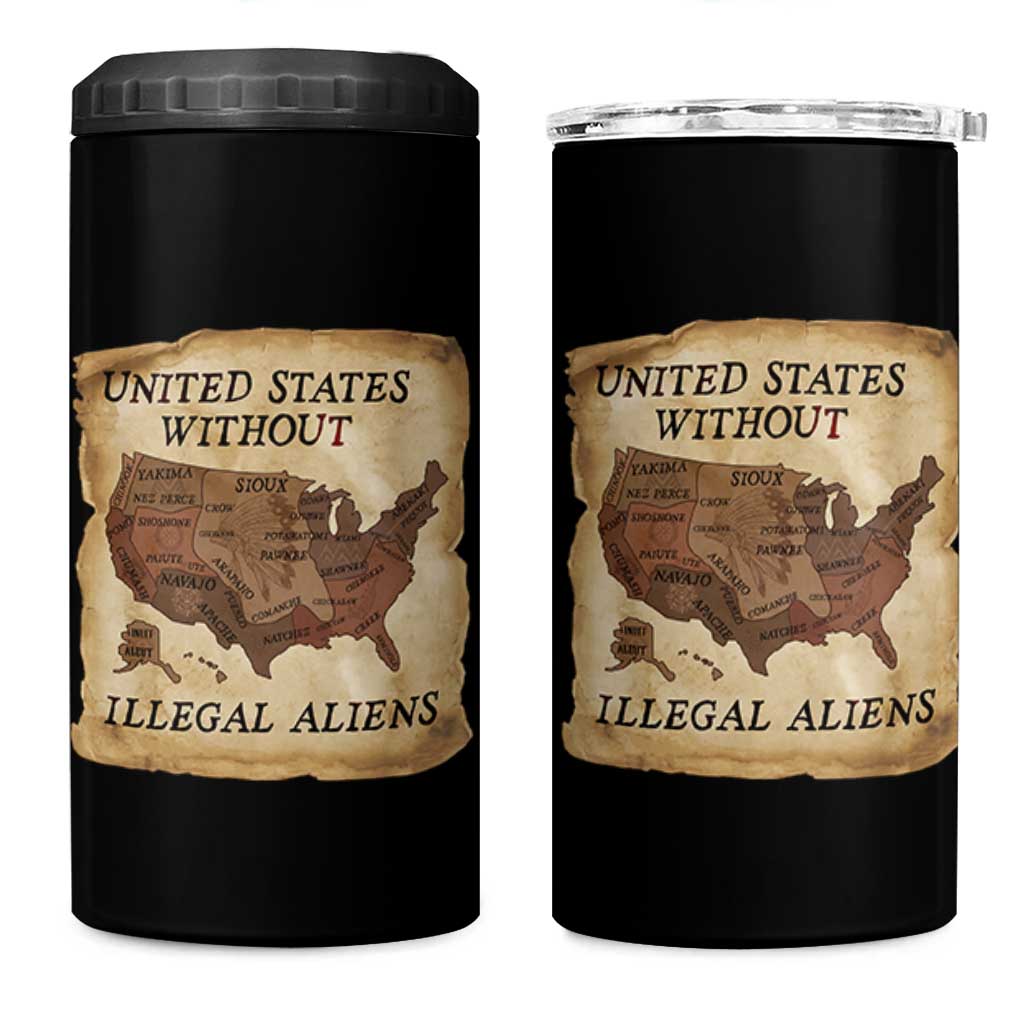 United States Without Illegal Aliens 4 in 1 Can Cooler Tumbler Native Land Map