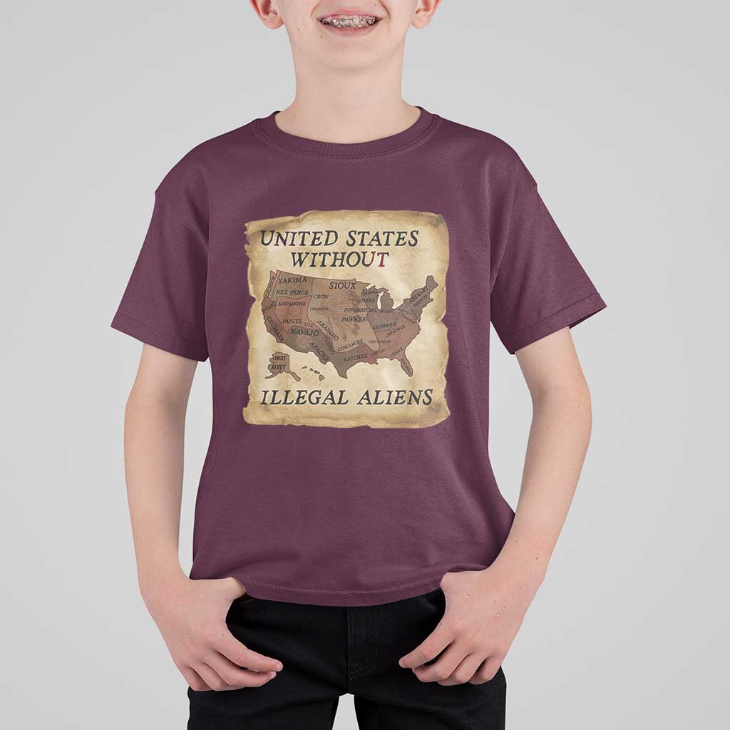 United States Without Illegal Aliens T Shirt For Kid Native Land Map