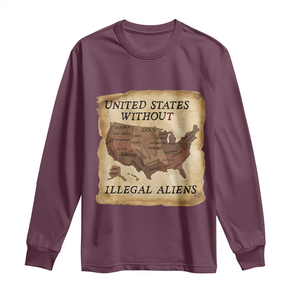 United States Without Illegal Aliens Long Sleeve Shirt Native Land Map