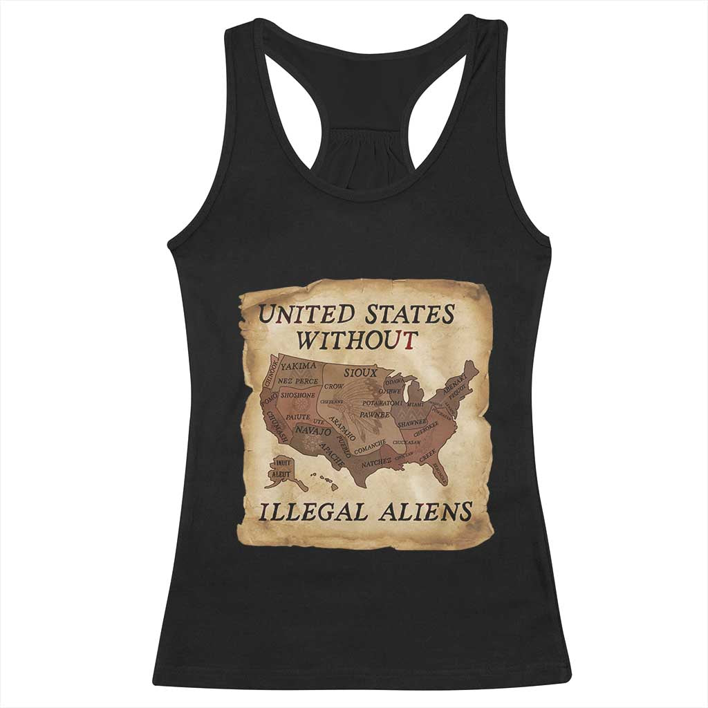 United States Without Illegal Aliens Racerback Tank Top Native Land Map