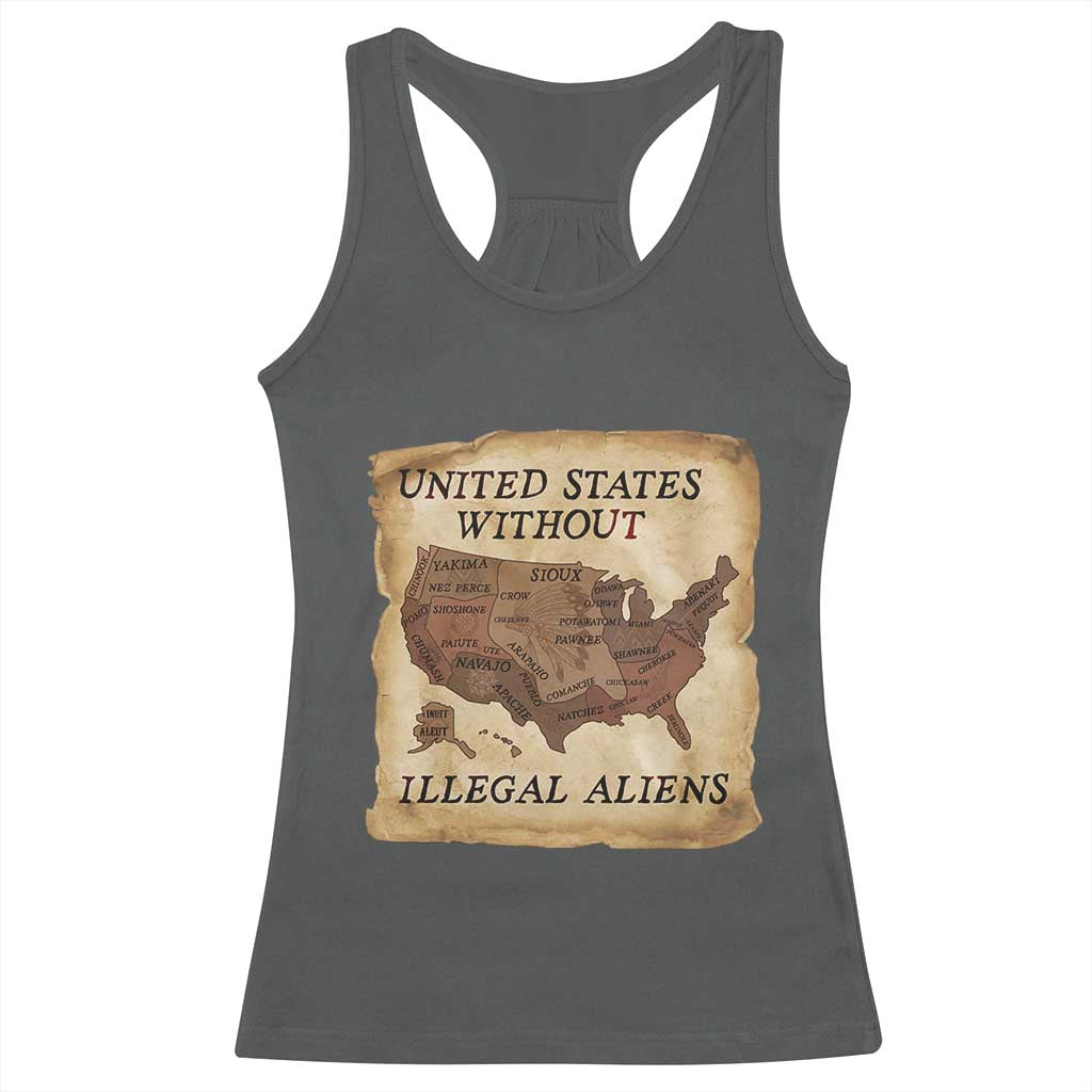 United States Without Illegal Aliens Racerback Tank Top Native Land Map