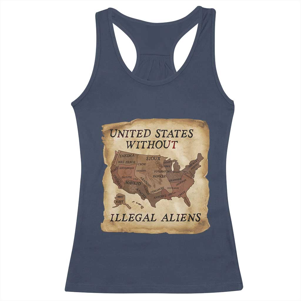 United States Without Illegal Aliens Racerback Tank Top Native Land Map