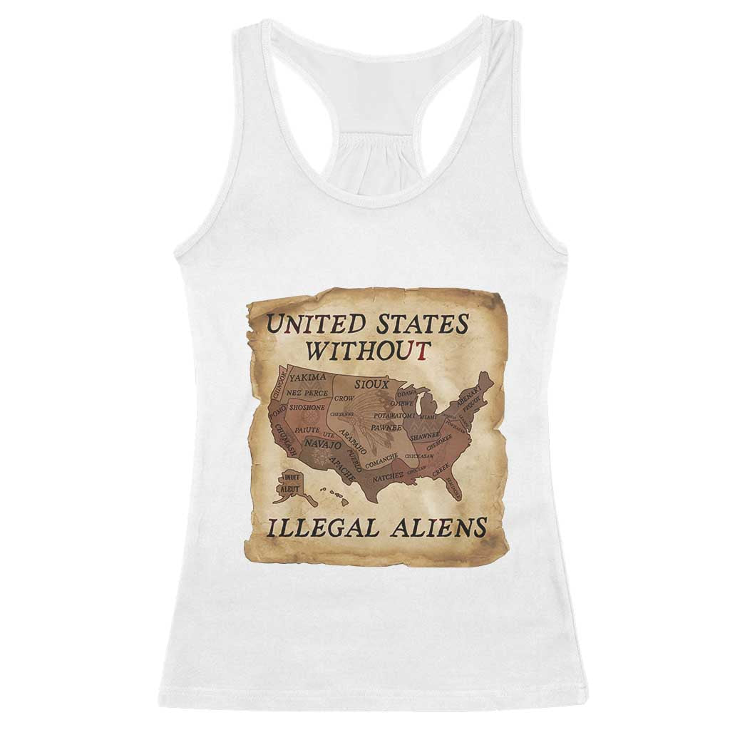 United States Without Illegal Aliens Racerback Tank Top Native Land Map