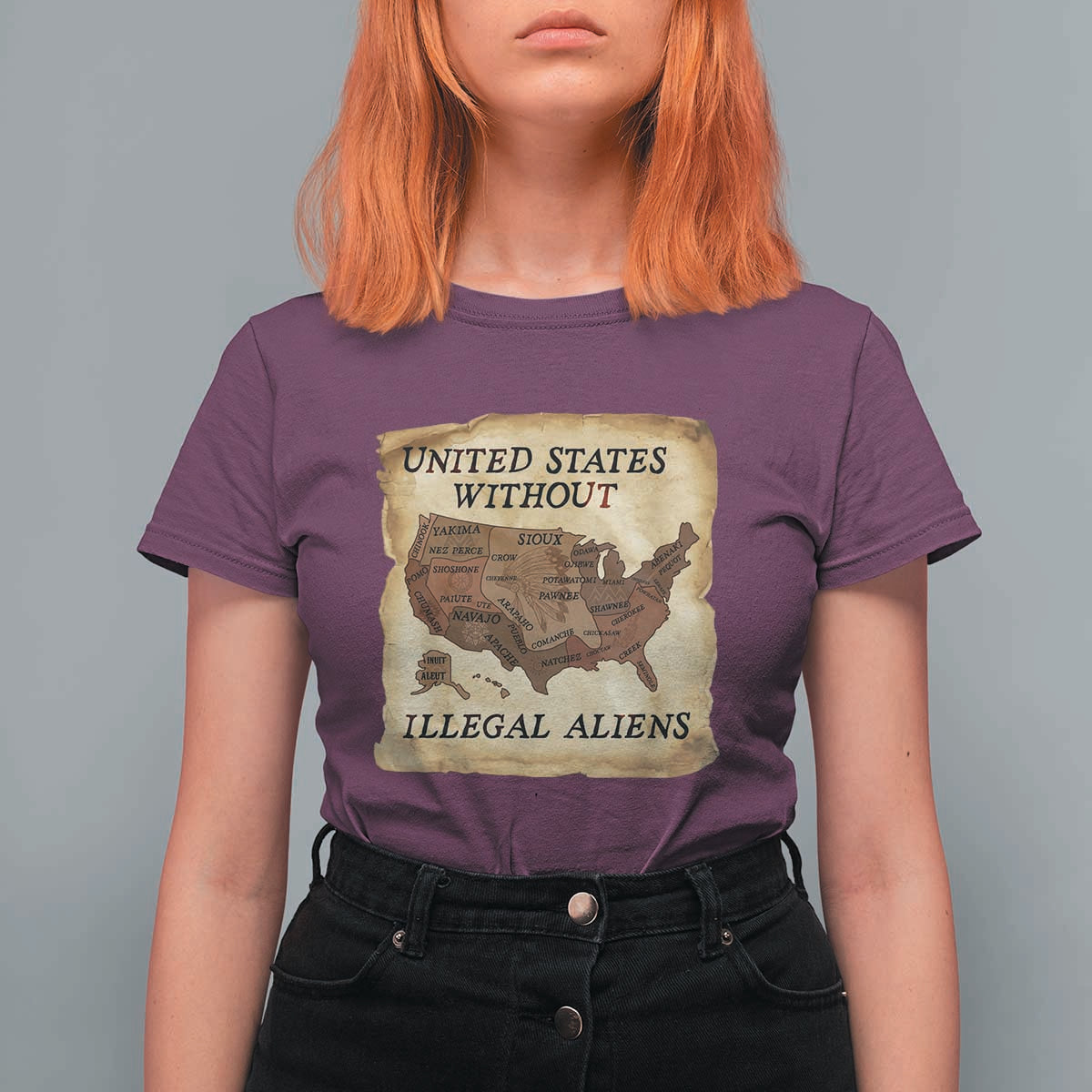 United States Without Illegal Aliens T Shirt For Women Native Land Map