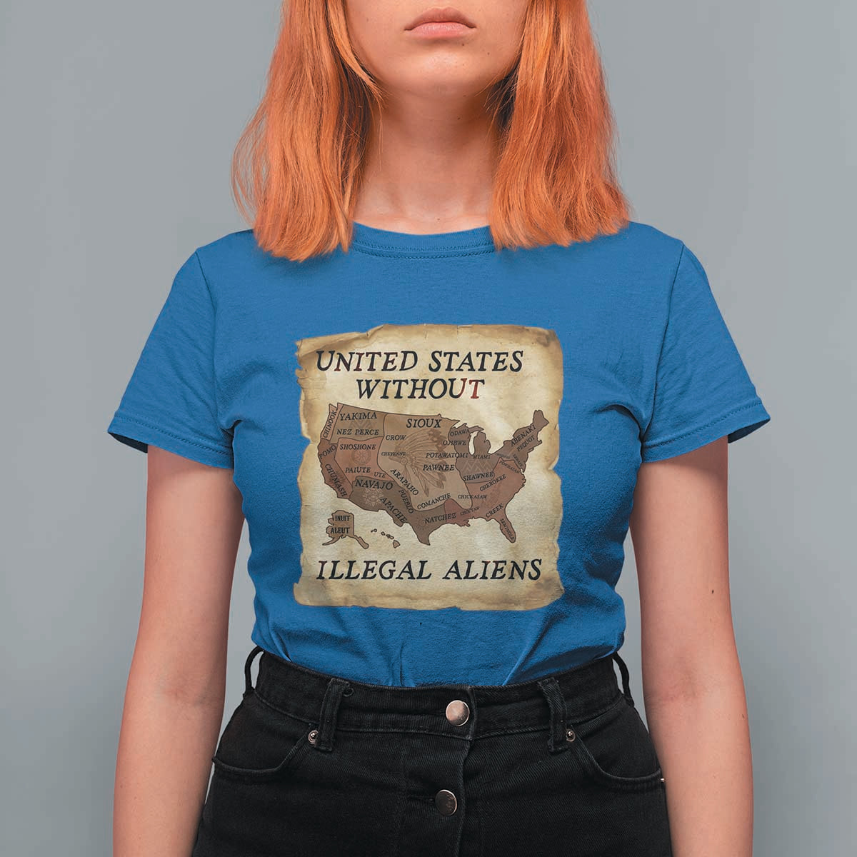 United States Without Illegal Aliens T Shirt For Women Native Land Map