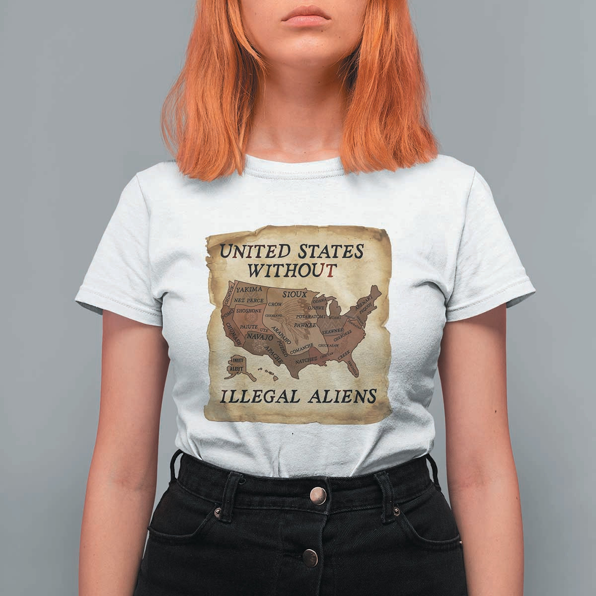 United States Without Illegal Aliens T Shirt For Women Native Land Map