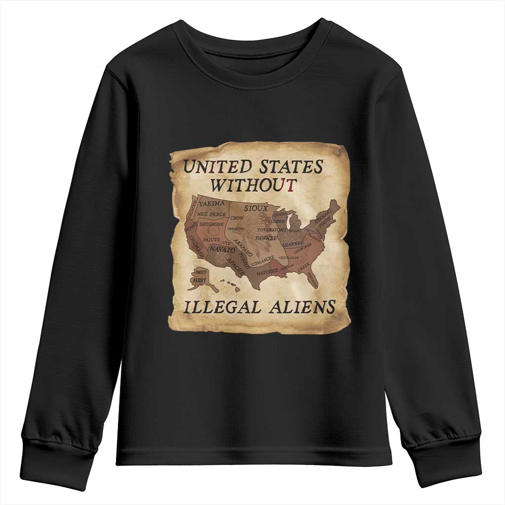 United States Without Illegal Aliens Youth Sweatshirt Native Land Map