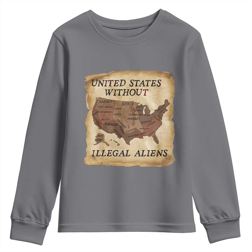 United States Without Illegal Aliens Youth Sweatshirt Native Land Map