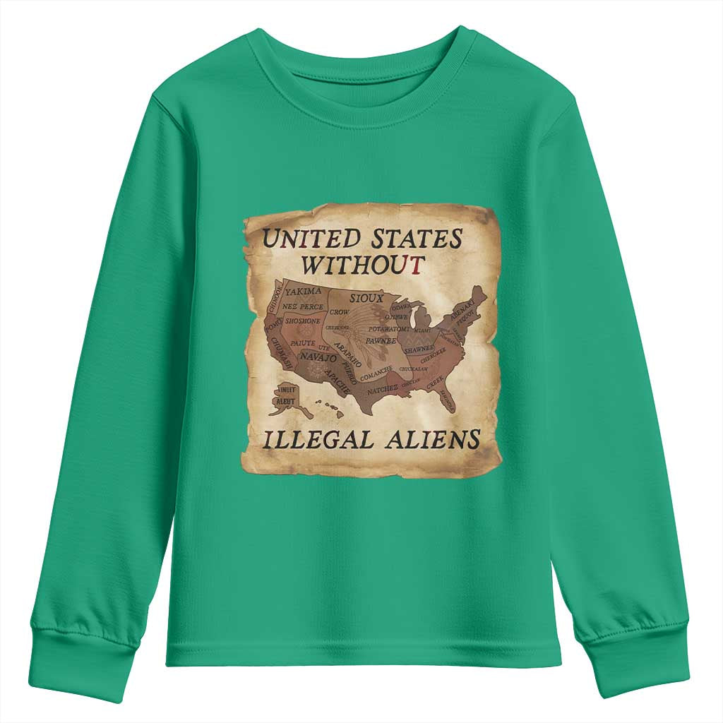 United States Without Illegal Aliens Youth Sweatshirt Native Land Map