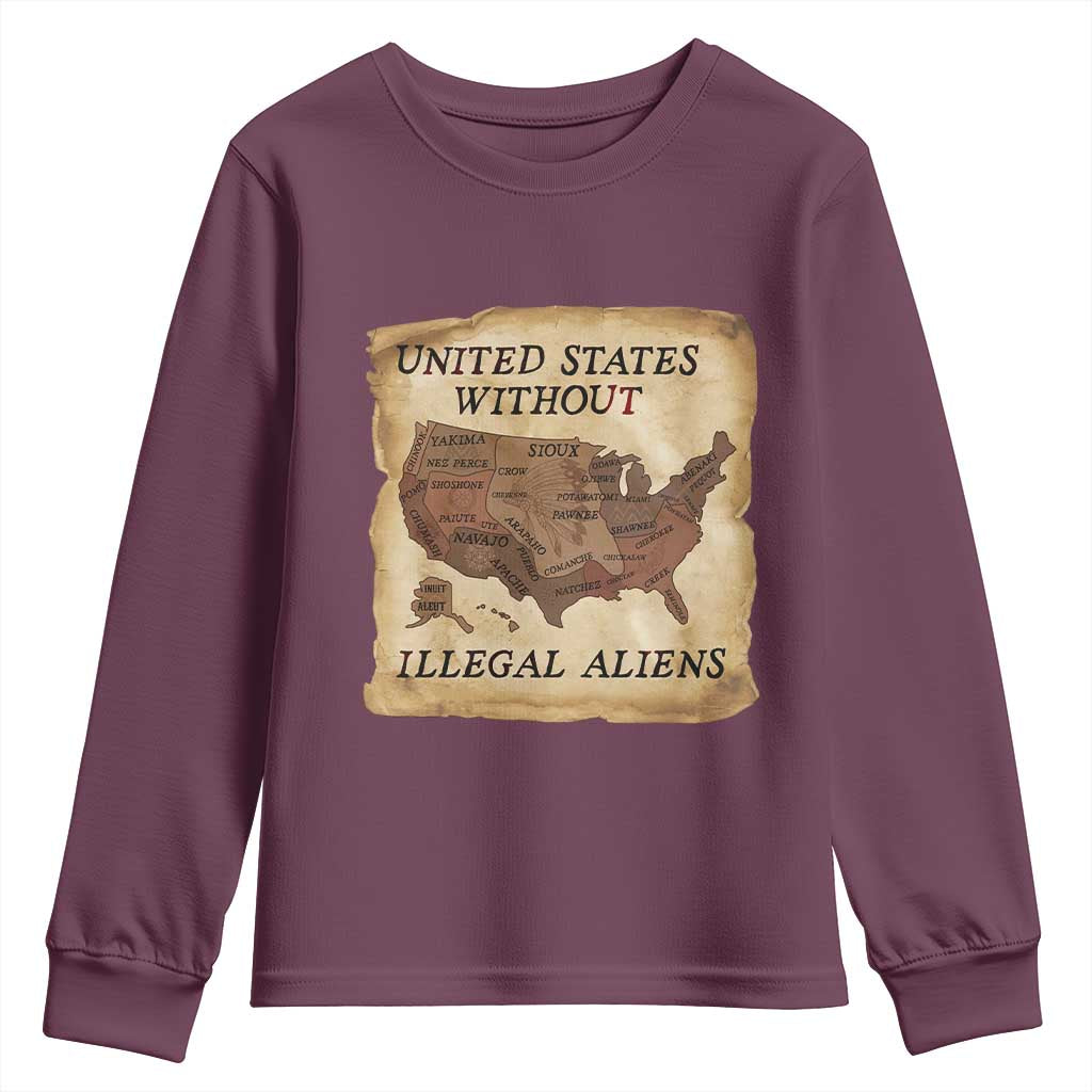 United States Without Illegal Aliens Youth Sweatshirt Native Land Map