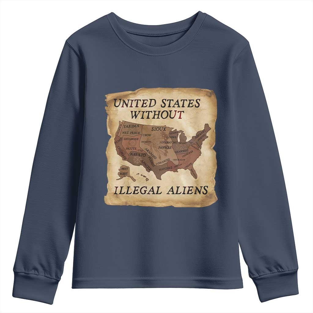 United States Without Illegal Aliens Youth Sweatshirt Native Land Map