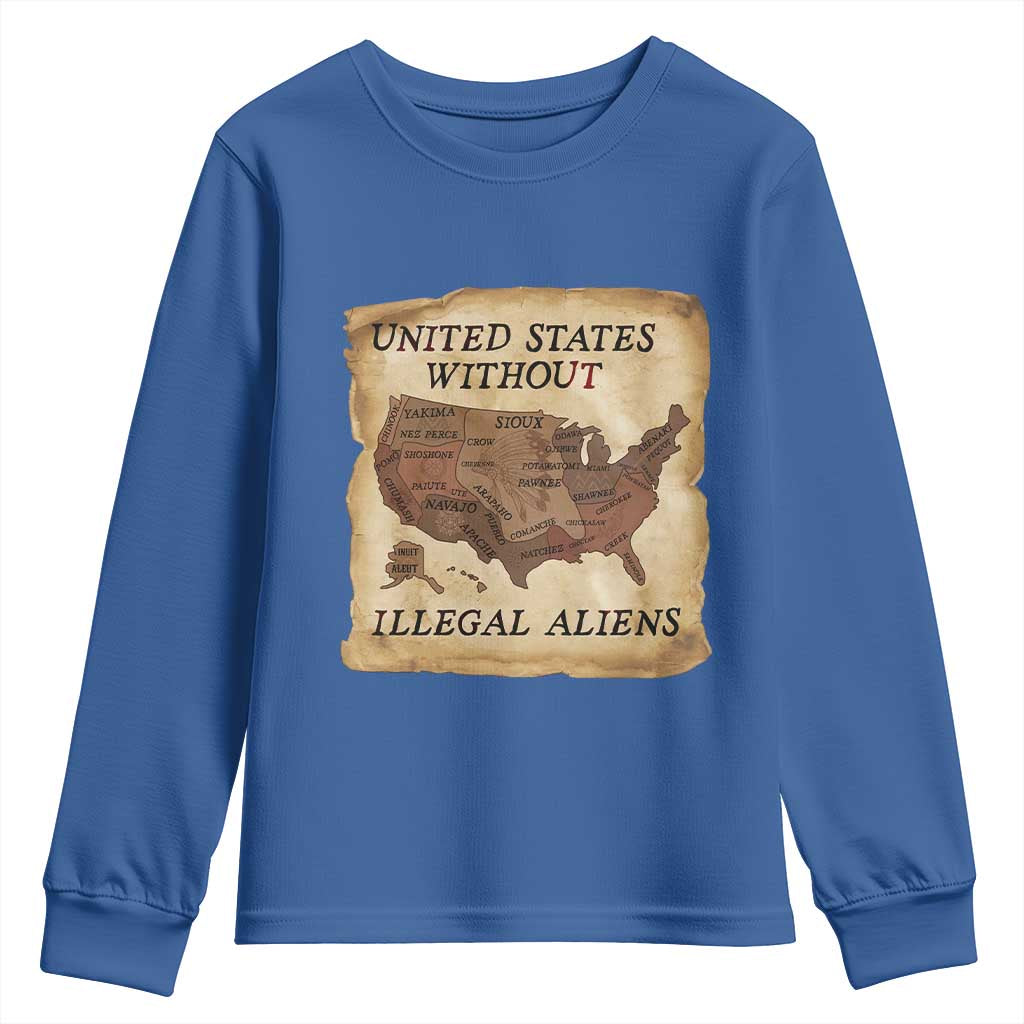 United States Without Illegal Aliens Youth Sweatshirt Native Land Map