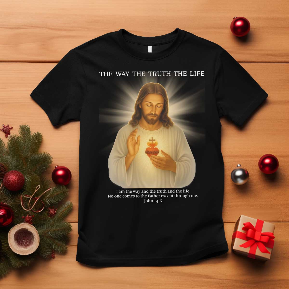 Jesus Christian Christmas T Shirt Cross Bible Verse Inspirational - Wonder Print Shop