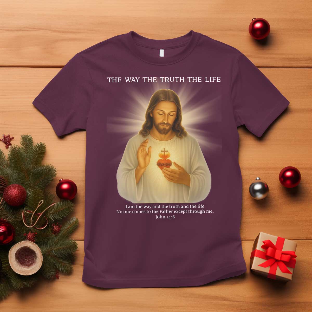 Jesus Christian Christmas T Shirt Cross Bible Verse Inspirational - Wonder Print Shop