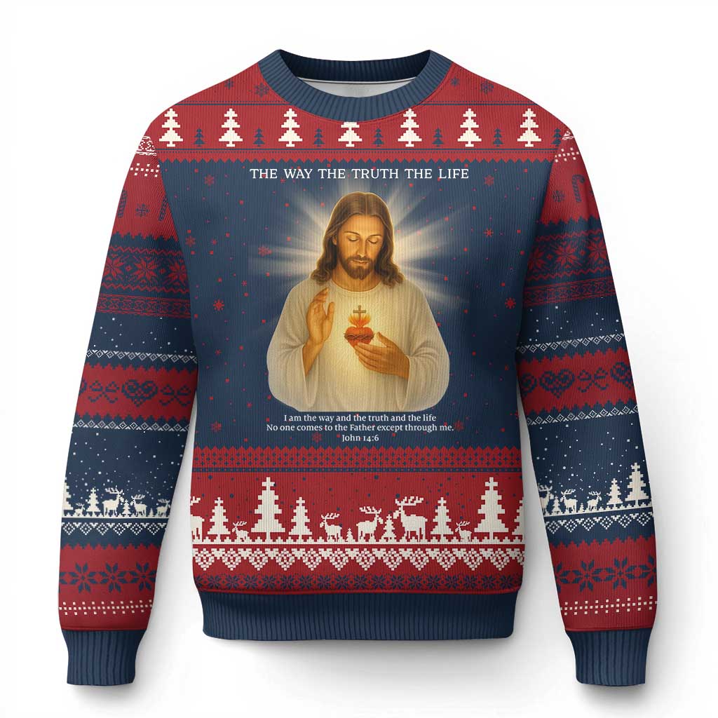 Jesus Christian Xmas Ugly Christmas Sweater Cross Bible Verse Inspirational - Wonder Print Shop