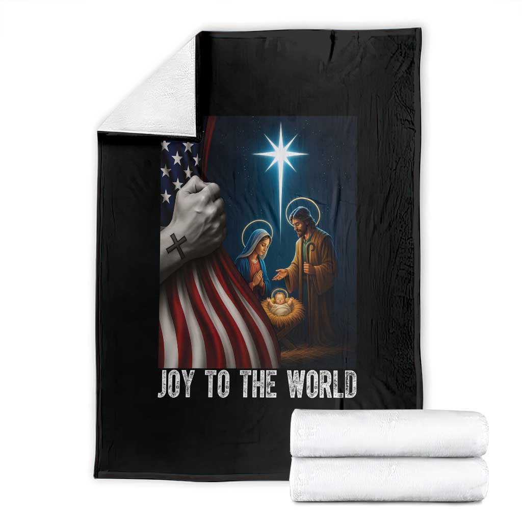 Jesus Christian Throw Blanket American Flag Joy To The World Christmas - Wonder Print Shop