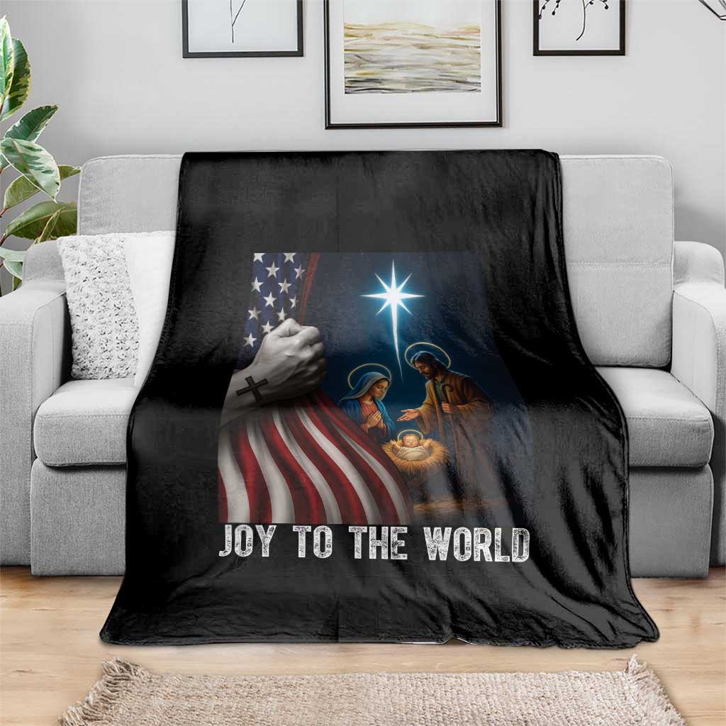 Jesus Christian Throw Blanket American Flag Joy To The World Christmas - Wonder Print Shop