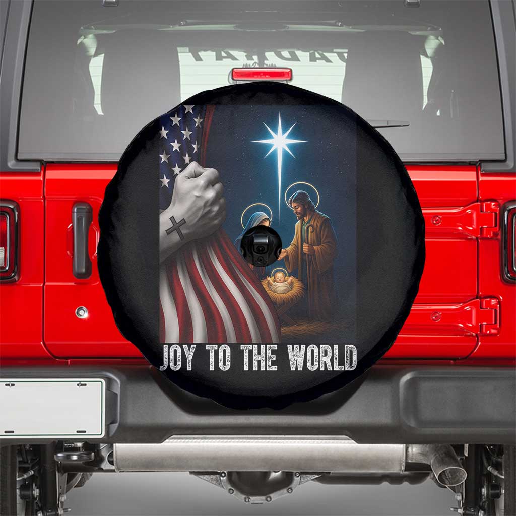 Jesus Christian Spare Tire Cover American Flag Joy To The World Christmas - Wonder Print Shop
