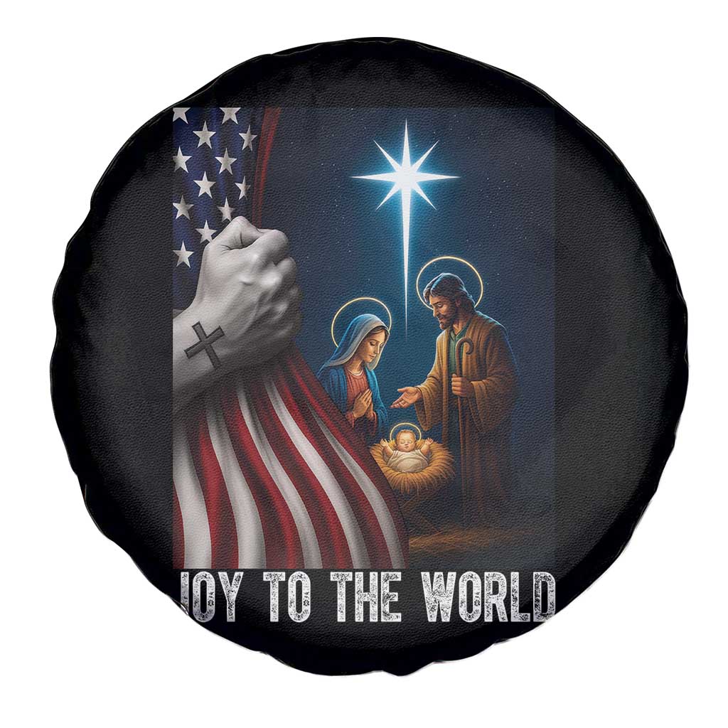 Jesus Christian Spare Tire Cover American Flag Joy To The World Christmas - Wonder Print Shop