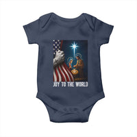 Jesus Christian Baby Onesie American Flag Joy To The World Christmas - Wonder Print Shop