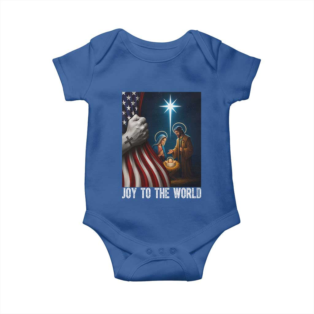 Jesus Christian Baby Onesie American Flag Joy To The World Christmas - Wonder Print Shop