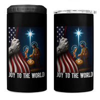 Jesus Christian 4 in 1 Can Cooler Tumbler American Flag Joy To The World Christmas - Wonder Print Shop