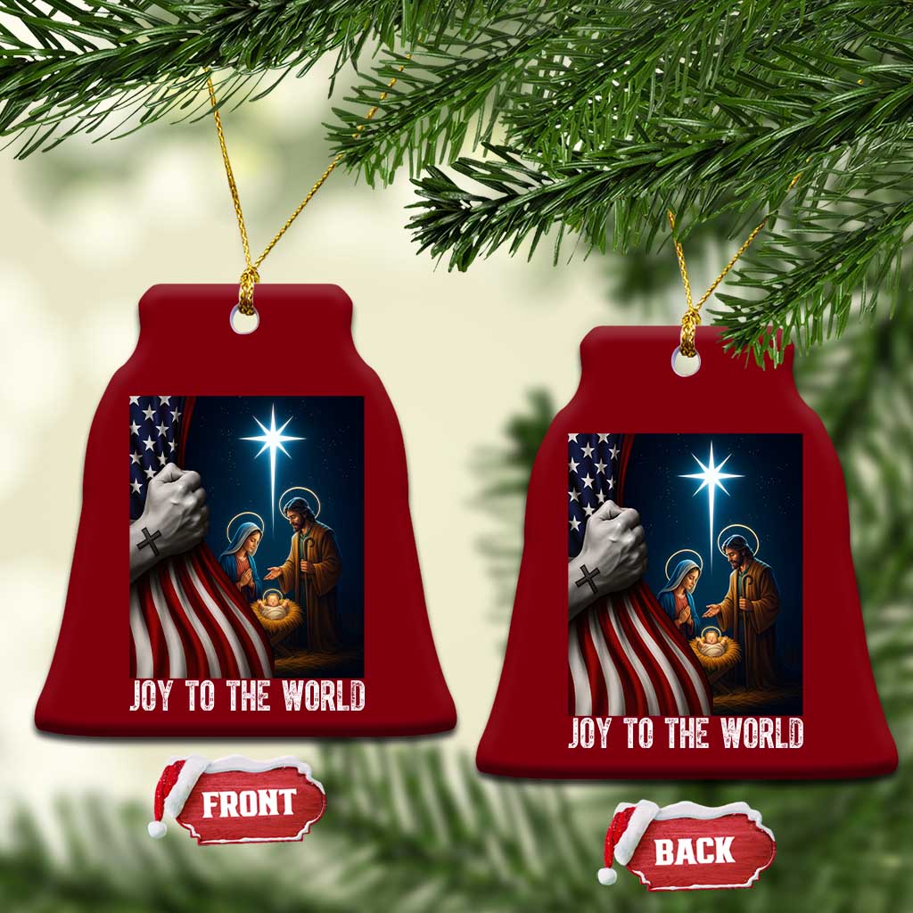 Jesus Christian Ceramic Ornament American Flag Joy To The World Xmas - Wonder Print Shop