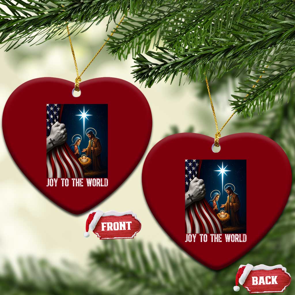 Jesus Christian Ceramic Ornament American Flag Joy To The World Xmas - Wonder Print Shop