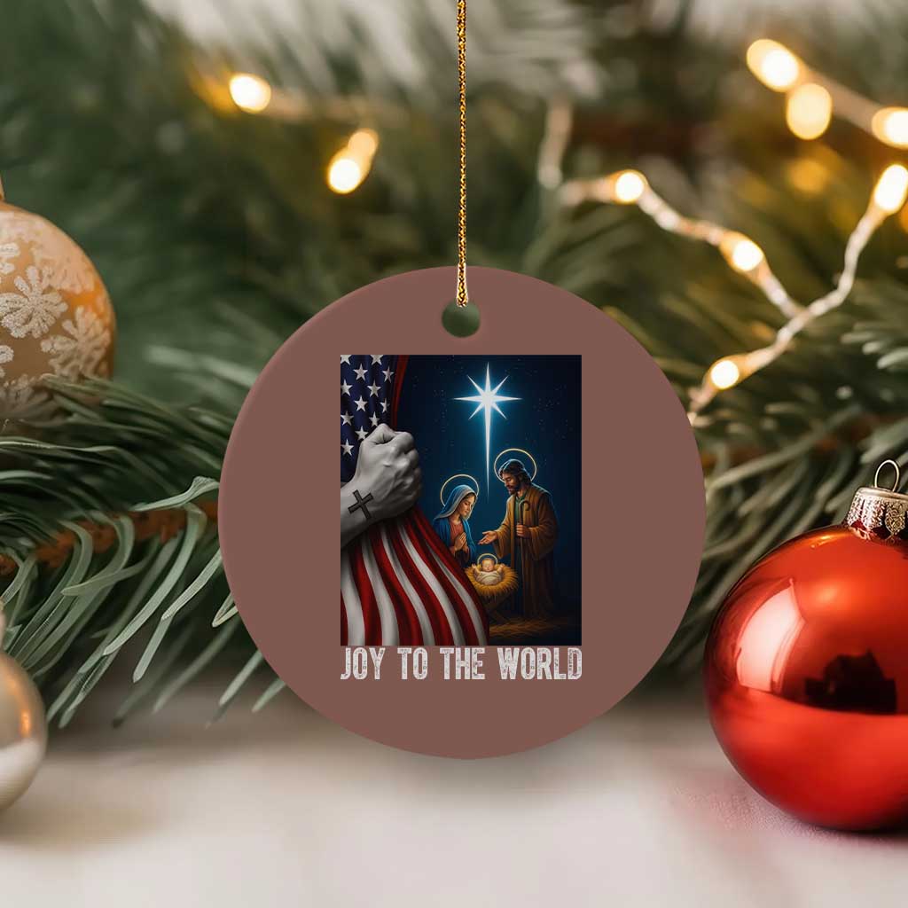 Jesus Christian Ceramic Ornament American Flag Joy To The World Xmas - Wonder Print Shop