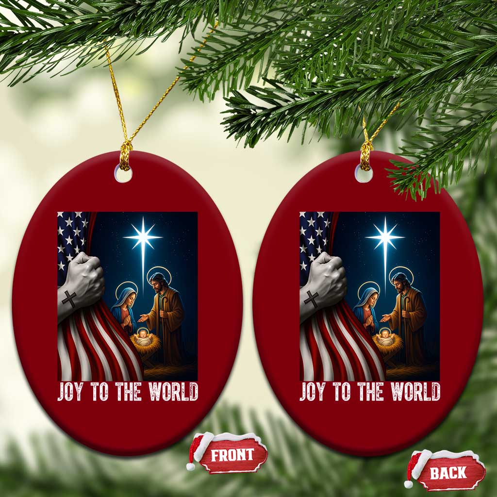 Jesus Christian Ceramic Ornament American Flag Joy To The World Xmas - Wonder Print Shop