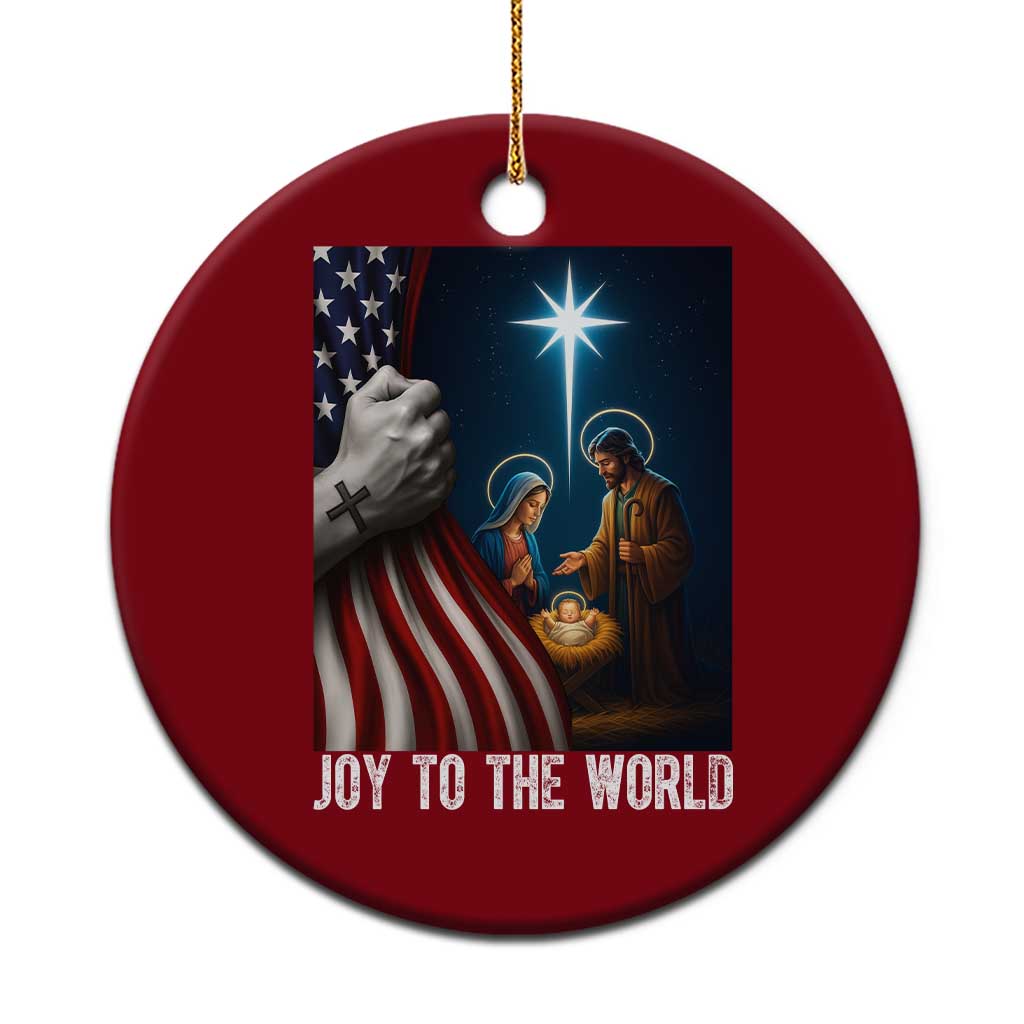 Jesus Christian Ceramic Ornament American Flag Joy To The World Xmas - Wonder Print Shop