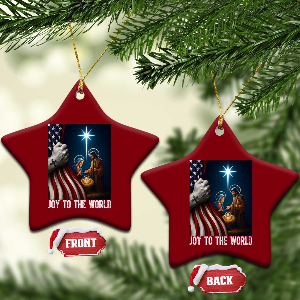 Jesus Christian Ceramic Ornament American Flag Joy To The World Xmas - Wonder Print Shop