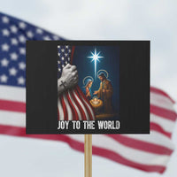 Jesus Christian Protest Sign American Flag Joy To The World Christmas - Wonder Print Shop
