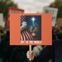 Jesus Christian Protest Sign American Flag Joy To The World Christmas - Wonder Print Shop