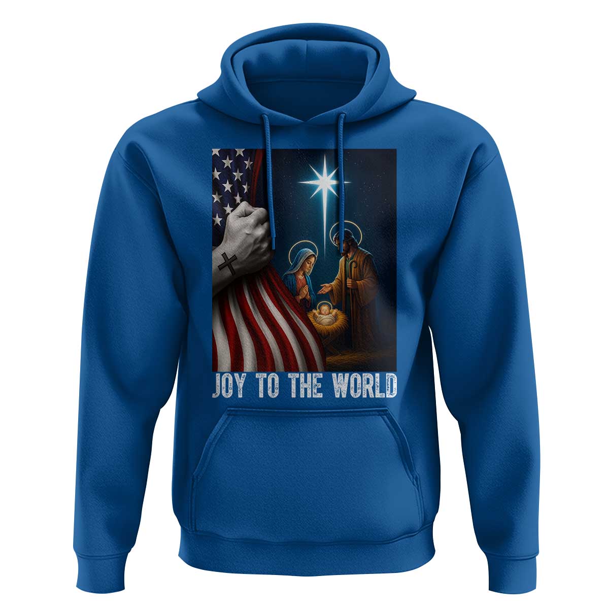 Jesus Christian Hoodie American Flag Joy To The World Christmas - Wonder Print Shop