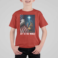 Jesus Christian T Shirt For Kid American Flag Joy To The World Christmas - Wonder Print Shop