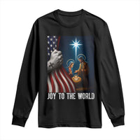 Jesus Christian Long Sleeve Shirt American Flag Joy To The World Christmas - Wonder Print Shop