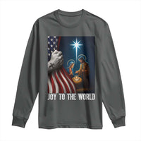 Jesus Christian Long Sleeve Shirt American Flag Joy To The World Christmas - Wonder Print Shop