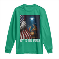 Jesus Christian Long Sleeve Shirt American Flag Joy To The World Christmas - Wonder Print Shop