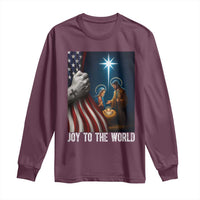 Jesus Christian Long Sleeve Shirt American Flag Joy To The World Christmas - Wonder Print Shop