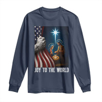 Jesus Christian Long Sleeve Shirt American Flag Joy To The World Christmas - Wonder Print Shop