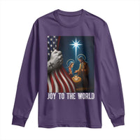 Jesus Christian Long Sleeve Shirt American Flag Joy To The World Christmas - Wonder Print Shop